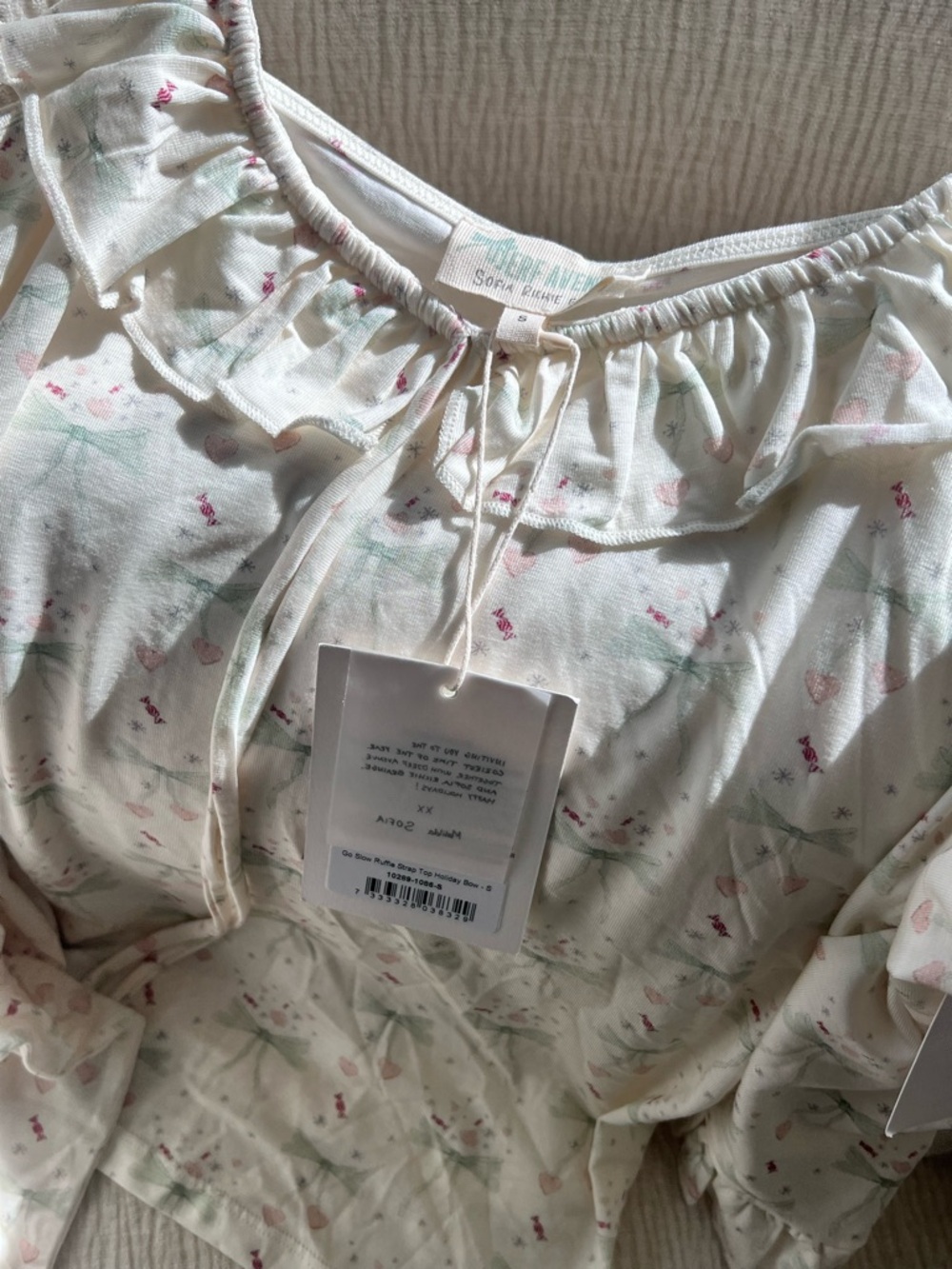 Djerf Avenue Cream Floral Ruffle Cami & Shorts Pajama Set - Picture 3 of 6
